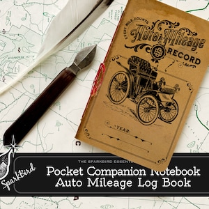Vintage Car Mileage Log Pocket Begleiter für Junk Journals und Planner. Bleib organisiert, fang Inspiration ein, während du die Welt erkundest