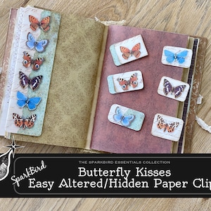 Butterfly Kisses Clipes de papel e abas alterados para diários e planejadores. Local de dobra removível. Recorte coisas efêmeras e encante as páginas do seu diário