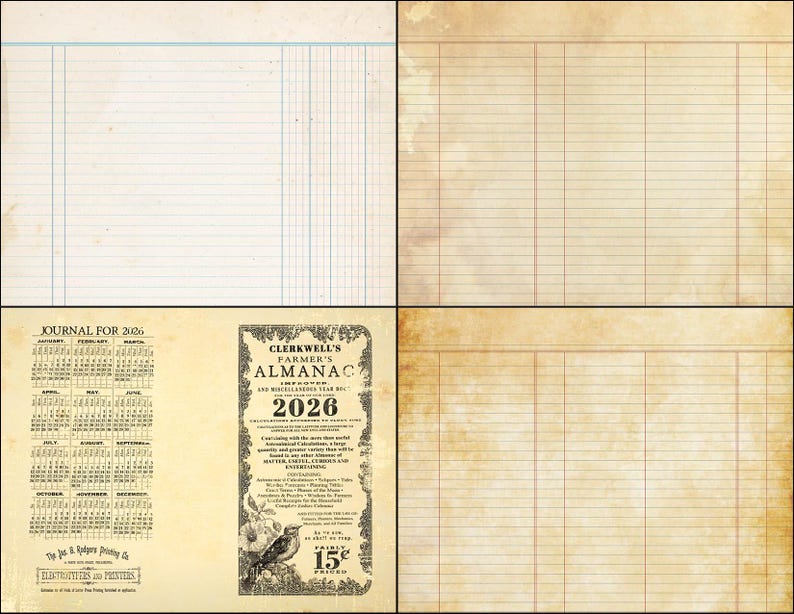 Vintage Almanac Ledger Journal. Easy DIY Book With Authentic Antique ...