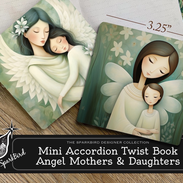 Asian Mother & Child Angels Mini Accordion Twist Books. Easy DIY Project perfect for Beginners. Makes great cards!