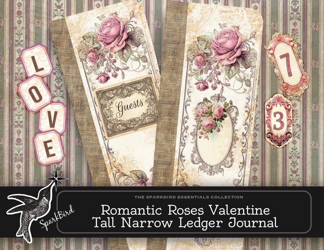 Bridal Rose Tall Slim Journal Ledger Journal Kit in Classic Vintage ...