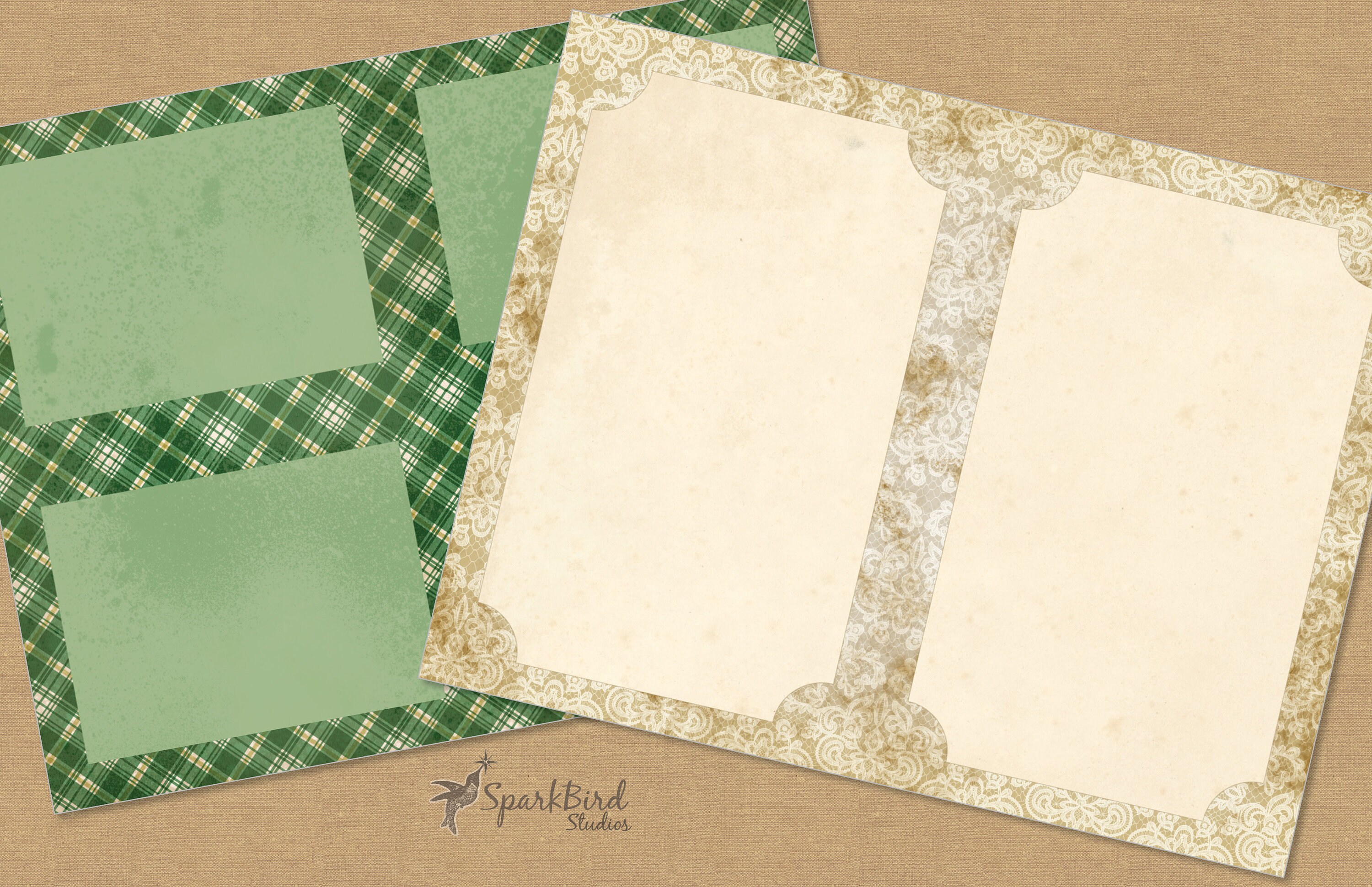 Green Journal Page Spreads in Full Sheet Designs That Go Well - Etsy