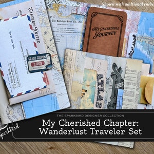 Wanderlust Travel Junk Journal-inzetstuk, dagboektopper, uitvouwbaar vak voor aandenkens en herinneringen, gekoesterde hoofdstukken