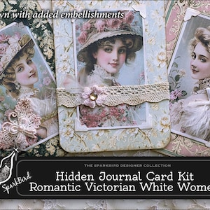 Cartes de journalisation cachées romantiques de femmes victoriennes blanches
