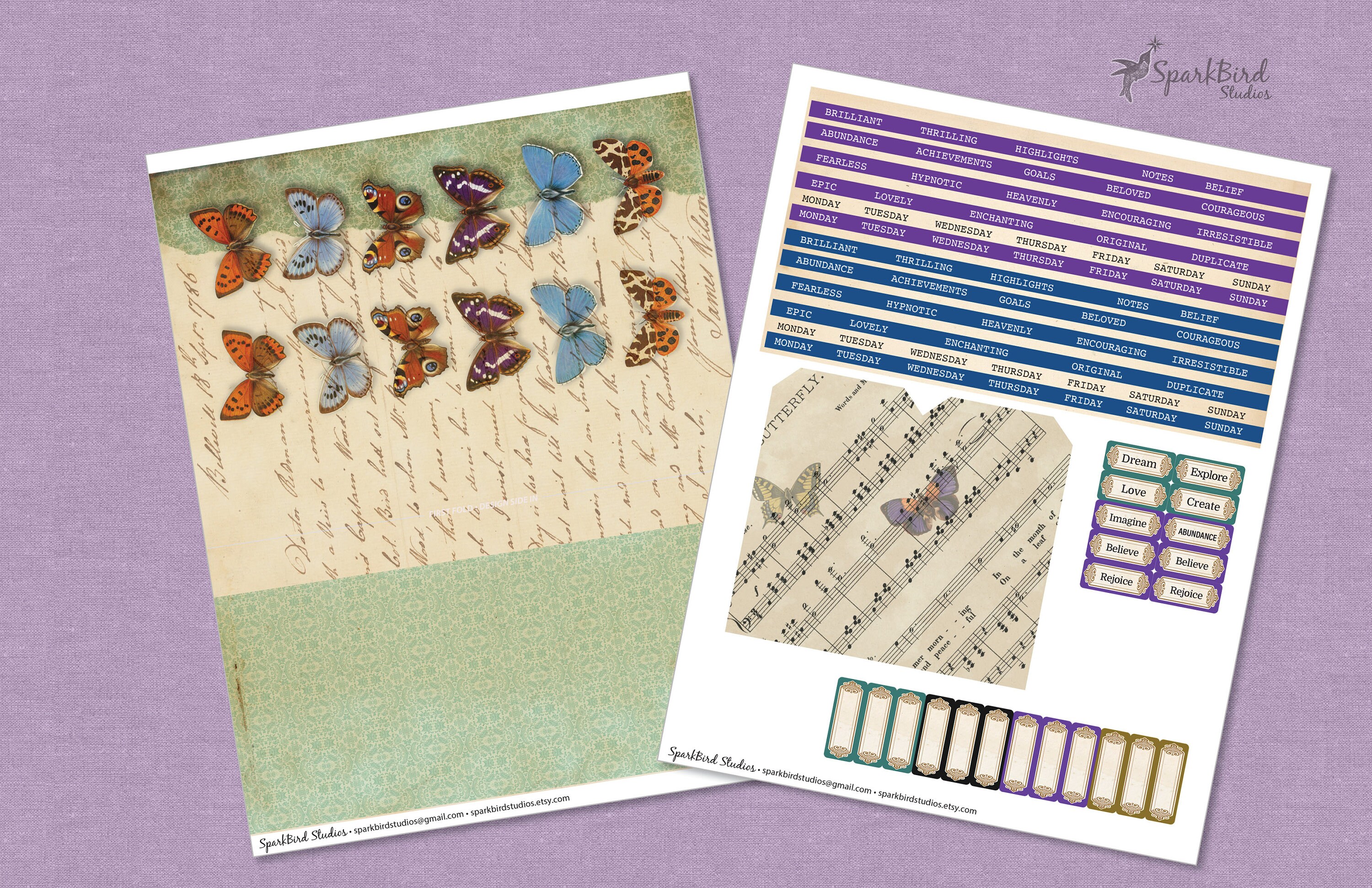 Butterfly Kisses Altered Paper Clips and Tabs for Journals and