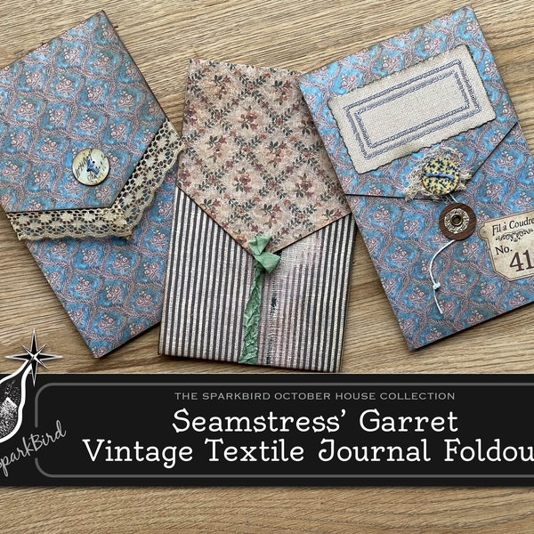 Vintage Shabby Pocket and Tag Foldout for Junk Journals, Victorian Folio with Ephemera, DIY,  Printable, SparkBird, Instant Download