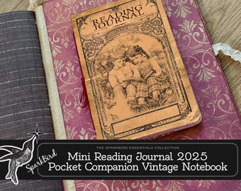 Mini-Lesejournal 2025, Buchliebhaber, Taschenbegleiter für Junk Journals und Planer. Zeichnen Sie Ihre Lieblingsbücher, Titel, Autoren und Zitate auf