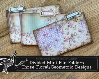 Keepsake Vintage Floral Divided Mini File Folders for Junk Journals and Scrapbooks