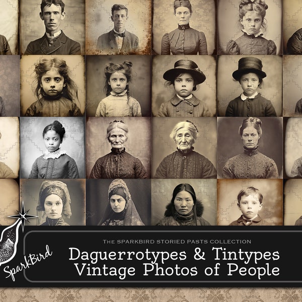 Digital Vintage Photos of People. Great ephemera for junk journals, crafting. Perfect for tintypes. Sepia, B&W, Negs. Women, Children, Men