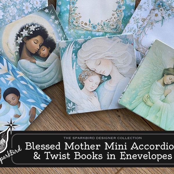 Blessed Mother Mini Accordion Twist Books with Envelopes. Easy DIY Project perfect for Beginners. Make great cards!