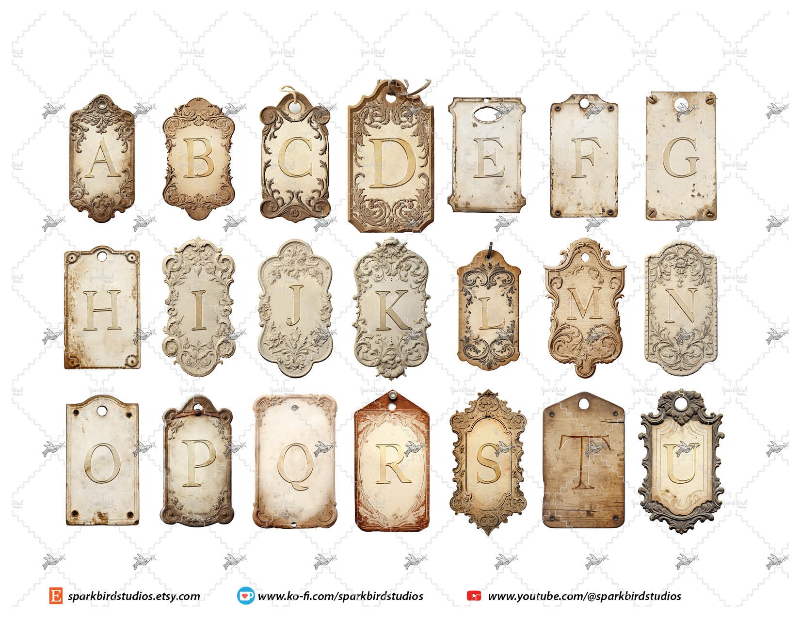 A-Z Alphabet Letters and Number 1-12 Labels and Tags in Engraved ...
