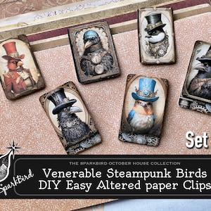 Veränderte Büroklammern Steampunk Vögel Set 2. Perfekt für Journals, Planer, verleihen Spreads und Ephemera eine unverwechselbare Note. Einfache Anfänger DIY