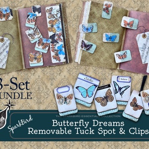 Butterfly Dreams Fermacarte e linguette alterate per diari e agende o Tuck spot rimovibile. Ritaglia Ephemera per incantare le tue pagine di diario