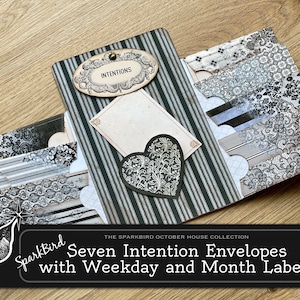 Easy Mini Envelope Insert for Journals, Holds Ephemera, Affirmations or Intentions. Original Shabby Victorian Goth style.