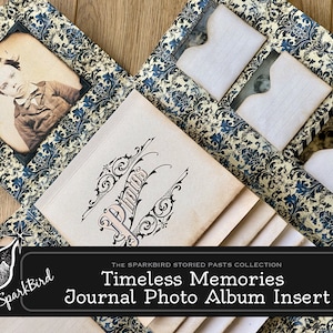 Album fotografico vintage con inserto Folio con apertura a scomparsa per diari e album di ritagli spazzatura. Album a cascata con foto vecchio stile e spazi per diario