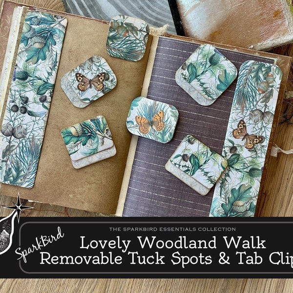 Woodland Altered Paper Clips and Tabs for Journals and Planners. Removable Forest Tuck spot. Clip Ephemera to your day planner