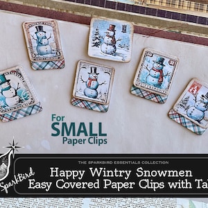 Schattige vrolijke sneeuwpoppen voor bedekte kleine bewerkte paperclips en tabbladen voor tijdschriften en planners. Gemakkelijke doe-het-zelf-paperclips met tabbladen voor de feestdagen