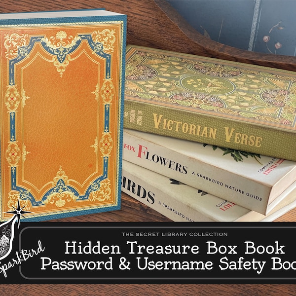 Treasure Box Books. Easy DIY fake book to keep all your passwords and information safe. Gilded cover looks like any book on the shelf