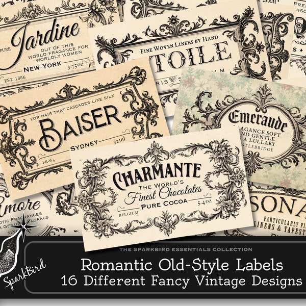Elegant Old-European-Style Vintage Victorian & Edwardian Labels for romantic ephemera, pockets, tags, greeting cards, postcards