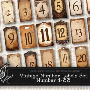 【保存版】 33 Different Ephemera Set, Label Tag Number Vintage Unique テープ・マスキングテープ