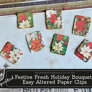 Buquês festivos de Natal frescos Os melhores clipes de papel e abas alteradas para diários e planejadores. Clipes de papel florais pequenos e fáceis para fazer você mesmo