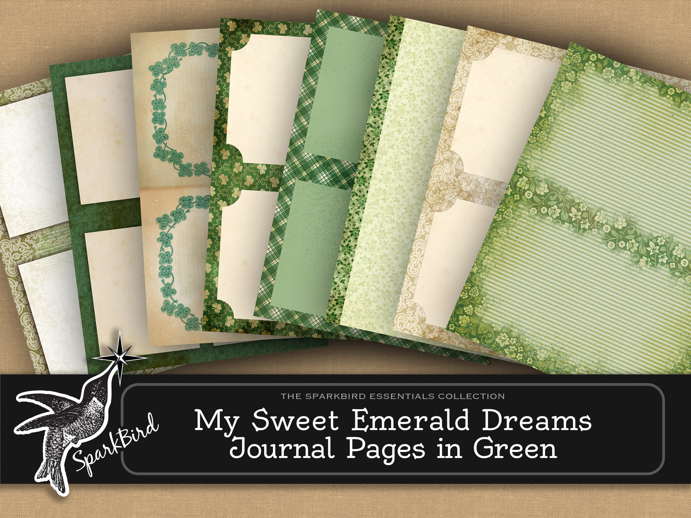 Green Journal Page Spreads in Full Sheet Designs That Go Well - Etsy