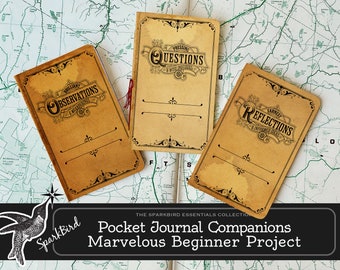 Vintage Design Pocket Companion Mini Notebook Insert for Junk Journals and Planners. Stay Organized or capture inspiration while on the go!