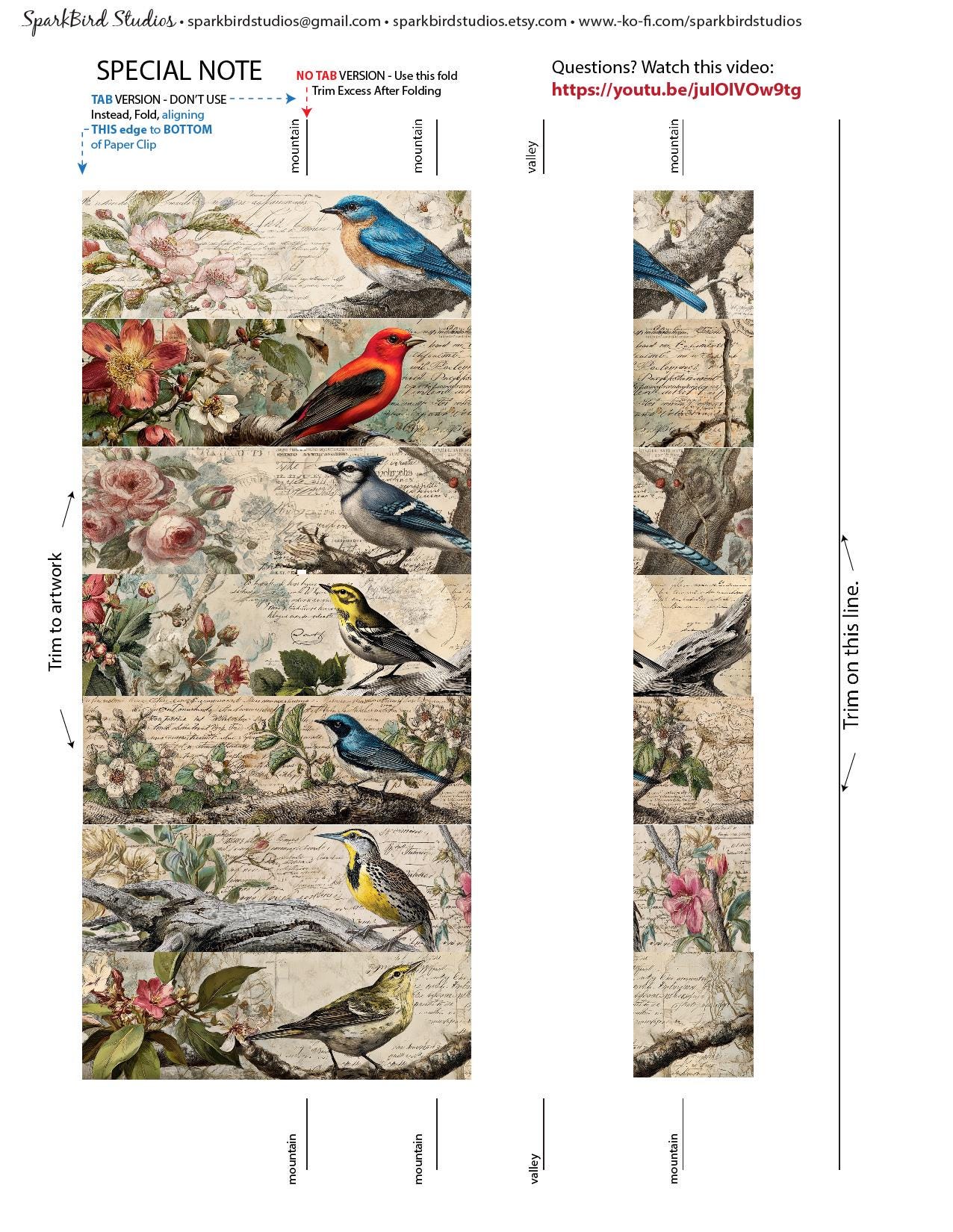 Beautiful Birds Covered Paper Clips and Removable Tabs for the SIDES of ...