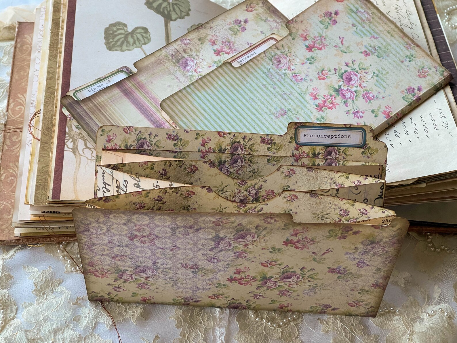 Keepsake Vintage Floral Divided Mini File Folders for Junk Journals and ...