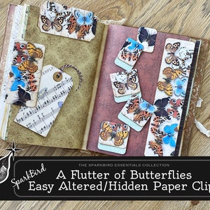 Flutter of Butterflies Alterou clipes de papel e guias para diários e planejadores. Local de dobra removível. Clipe coisas efêmeras em sua agenda