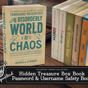 Treasure Box Book. Łatwa fałszywa książka DIY, aby zachować wszystkie hasła i informacje w bezpiecznym miejscu. Disorderly World of Chaos Funny Book Cover Gift