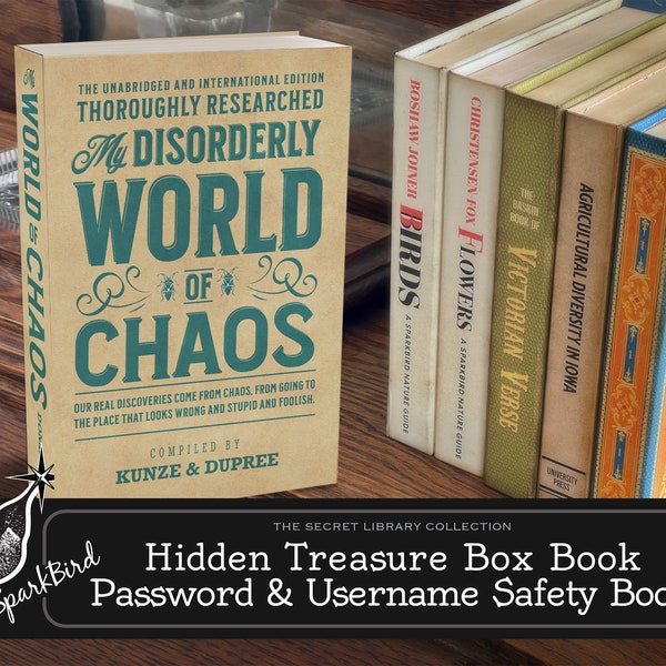 Treasure Box Books. Easy DIY fake book to keep all your passwords and information safe. Disorderly World of Chaos Funny Book Cover Gift