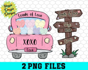 Loads of love truck and sign | 2 PNG files