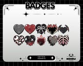 Gothic Heart Badges for Twitch and Discord / Spooky Season / Halloween Emotes / Streaming / Heart / Emote Pack, Spooky Emotes/ Cute Emotes