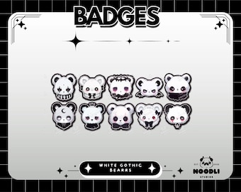 Badges Twitch ours gothique blanc : emotes effrayants ours (fichiers PNG, téléchargement numérique)