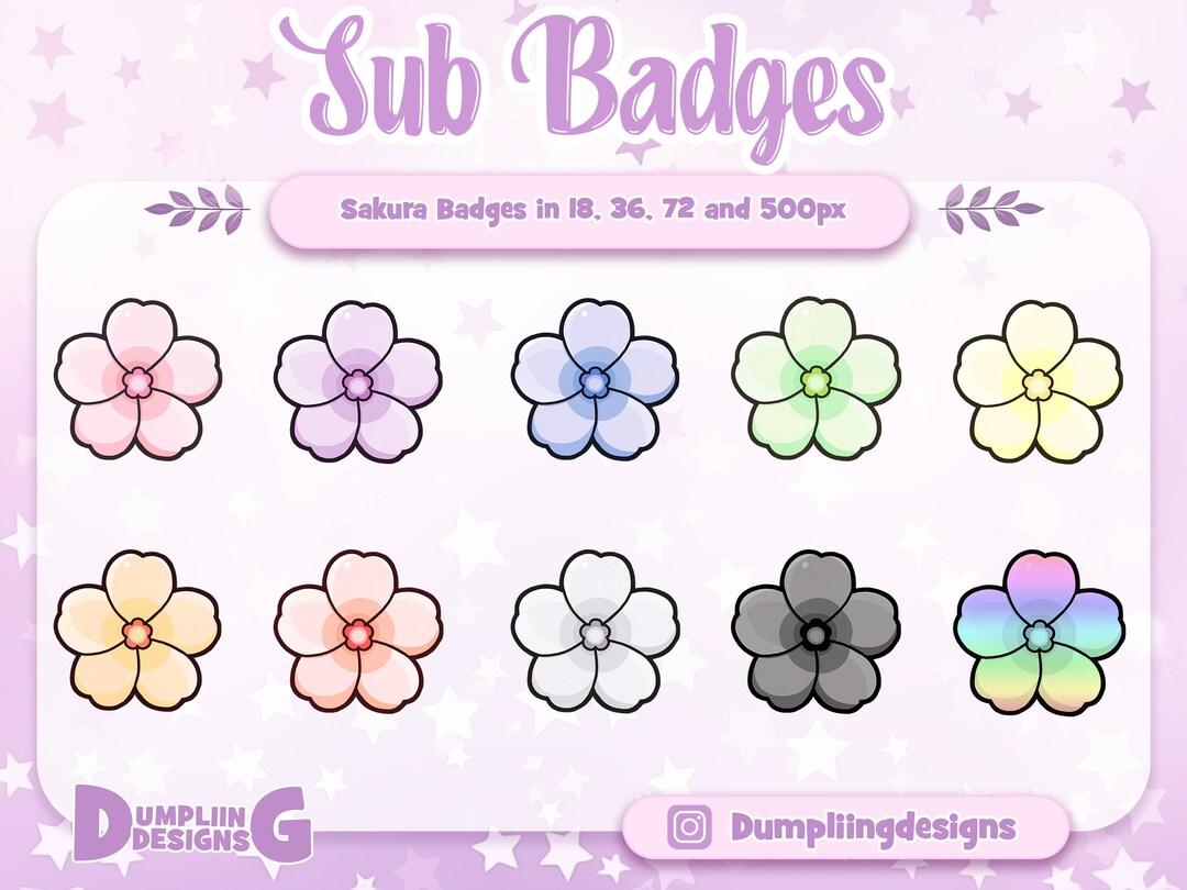 Sakura Badges Flower Badges Twitch Sub Badges Kawaii Etsy