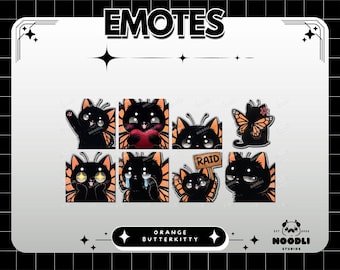 Emotes papillon monarque pour chat | Adorables sous-insignes de chaton gothique | Pack d'émojis Discord