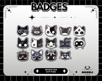 Gothic Cat Twitch Badges: Spooky Kitty Emotes (PNG Files, Digital Download)
