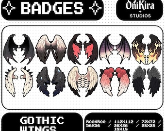 Gothic Wing Twitch Badges: Spooky Halloween Emotes (PNG Files)