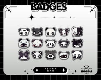 Badges Twitch Ours gothique : emotes ours effrayants (fichiers PNG, téléchargement numérique)