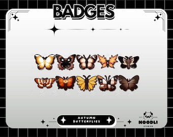 Insignes secondaires Cottage Core, Ensemble d'insignes automne papillon mite pour Twitch, Discord - Insignes secondaires Streamer saisonniers esthétiques, confortables et mignons