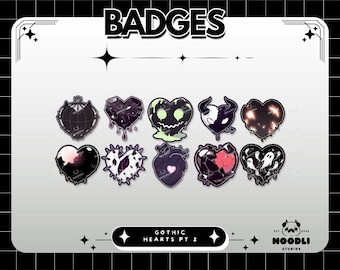 Badges coeur gothique 2 pour Twitch et Discord / Saison effrayante / Emotes d'Halloween / Streaming / Coeur / Pack d'émoticônes, émoticônes effrayantes/ émoticônes mignonnes