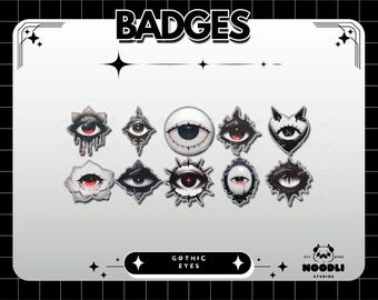 Ensemble d'yeux gothiques pour Twitch et Discord : esthétique sombre, gothique effrayant, mignon effrayant, flux alternatif