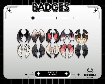 Gothic Wing Twitch Badges: Spooky Halloween Emotes (PNG Files)