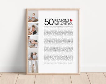 50 Reasons Why We Love You, 50 Things We Love About You, Thoughtful Gifts for 50th Birthday Woman, Wife Gifts for 50th Anniversary Husband