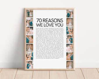 70 Things We Love About You, Nana Birthday Gift Grandma, Mom 70th Birthday Gift Ideas, 70 Reasons Why We Love You Printable