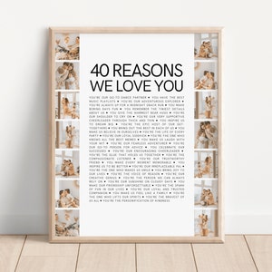 40 Things We Love About You, Personalized 40th Birthday Gift, Dad 40th Birthday Gift, Custom Gift for 40th Birthday