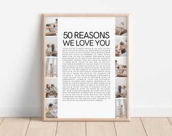 50 Things We Love About You Print, 50 Year Birthday Gifts for Her, Gifts for 50th Anniversary, Dad 50th Birthday Gifts