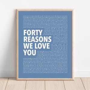40 Things I Love About You, Husband 40th Birthday Gift for Him, Best Friend 40th Birthday Gift, Personalized 40th Birthday Gift