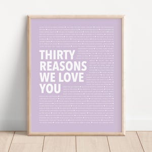 30 Things We Love About You, 30 Reasons We Love You, 30th Birthday Ideas for Her, Personalized 30th Birthday Gift for Her